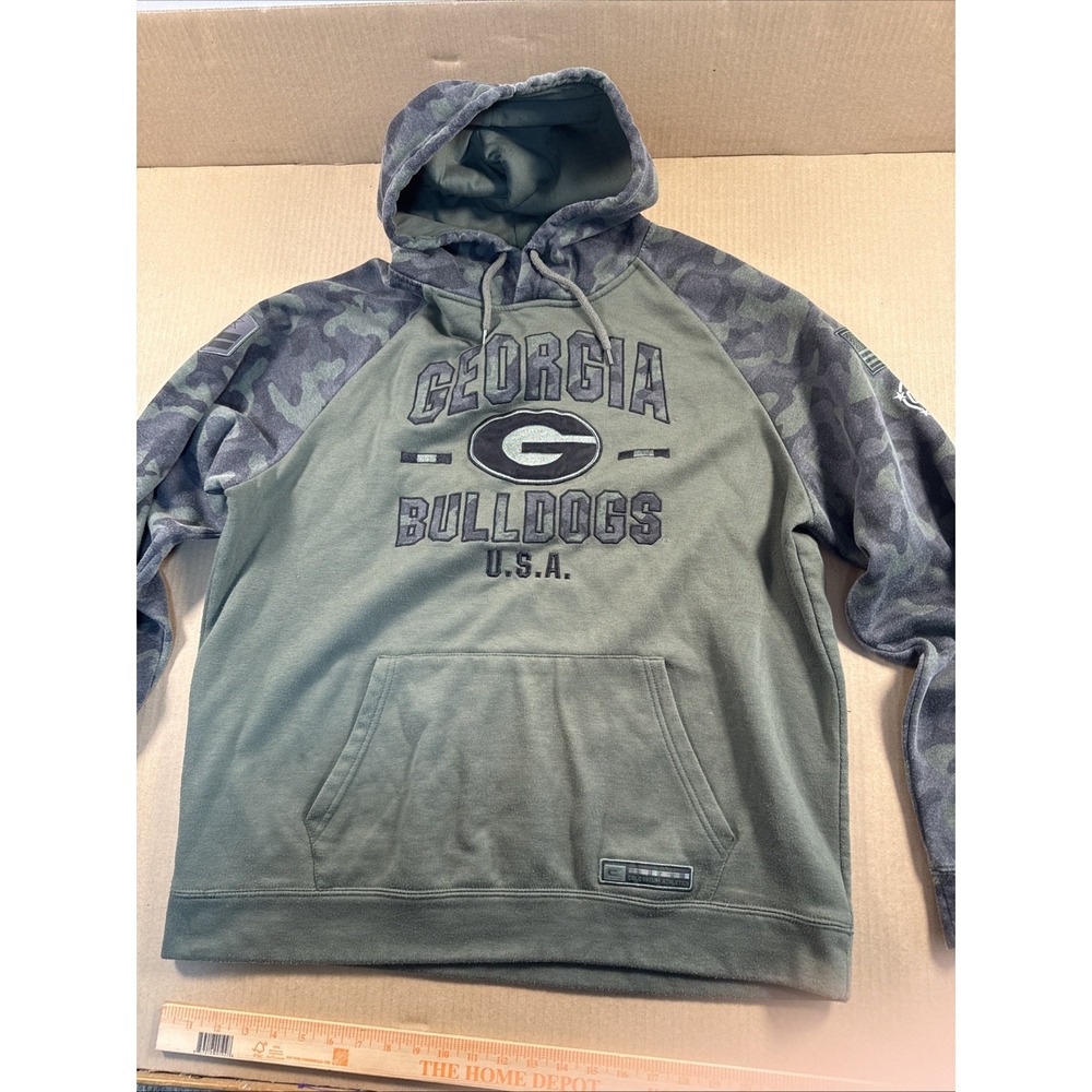 Men's 2XL UGA Georgia Bulldogs, Colosseum OHT Hoodie, Army Military Green Camo
